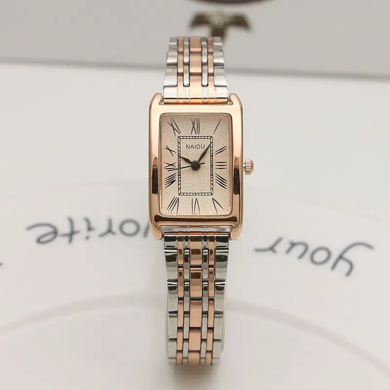 Women's Rose Gold Square Quartz Watch with Stainless Steel Band - Image 3