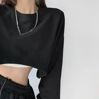 Women 2025 Long Sleeve White Crop Top with Snake Print Strap - Image 2