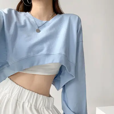Women 2025 Long Sleeve White Crop Top with Snake Print Strap - Image 3