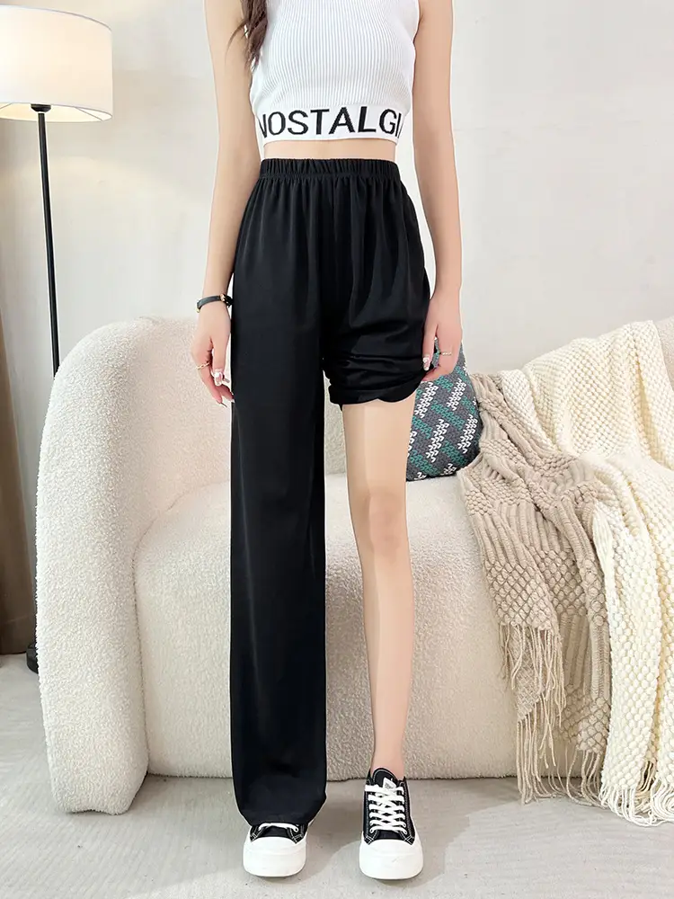 Women's High-Waisted Loose Slimming Pants Black