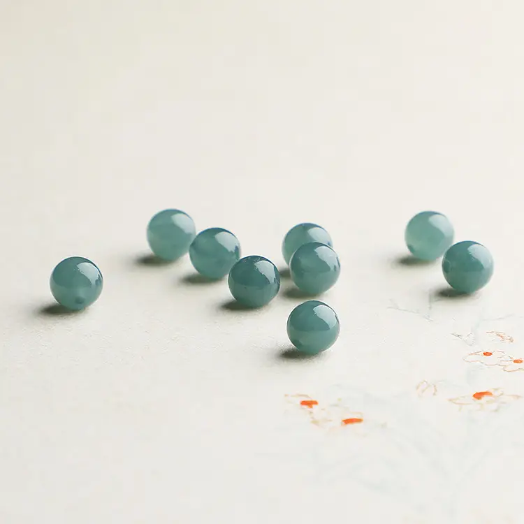 Natural Jadeite Round Beads Green Guatemala Non-Mese