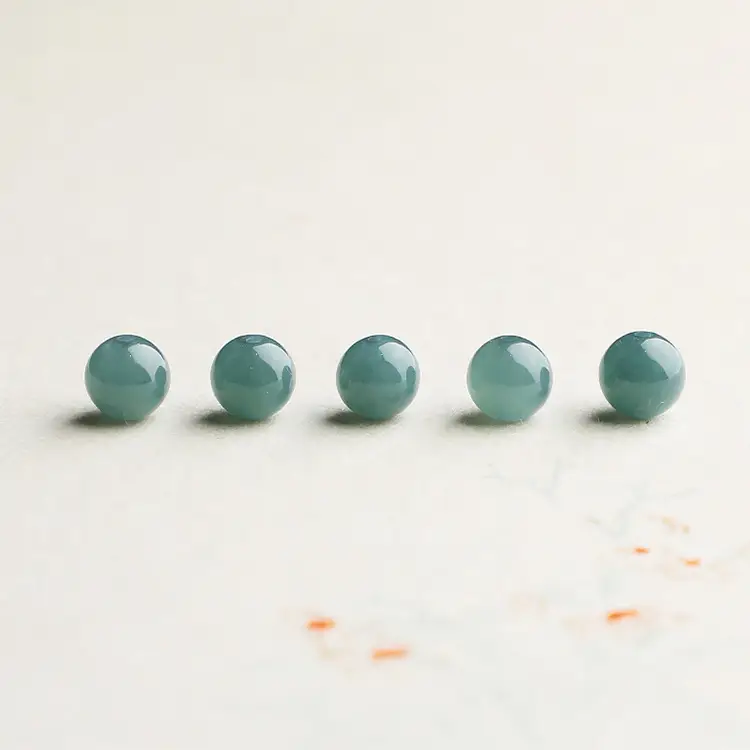 Natural Jadeite Round Beads Green Guatemala Non-Mese