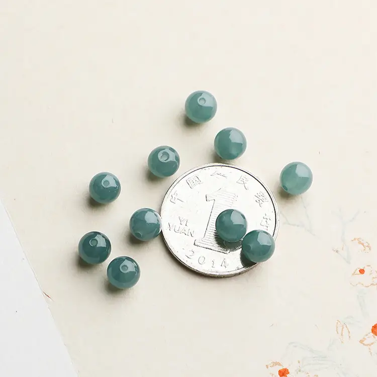 Natural Jadeite Round Beads Green Guatemala Non-Mese