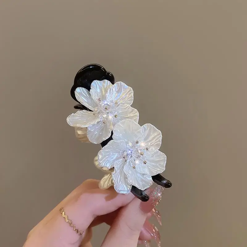 White Floral Camellia Hairpin Clip for Women