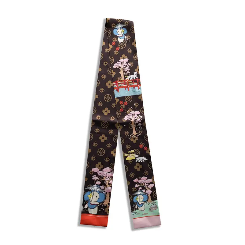 Long Silk Scarf with Floral Pattern for Women - Image 83