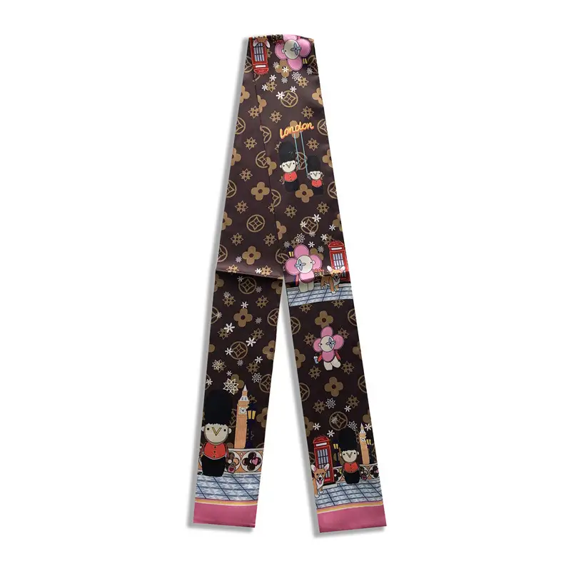 Long Silk Scarf with Floral Pattern for Women - Image 84