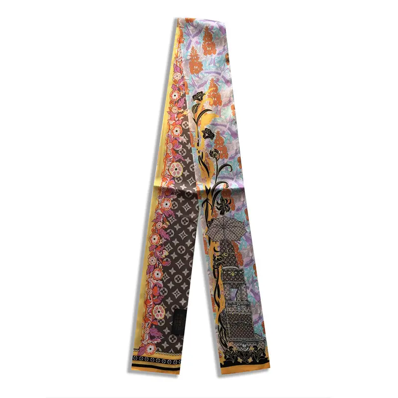 Long Silk Scarf with Floral Pattern for Women - Image 16