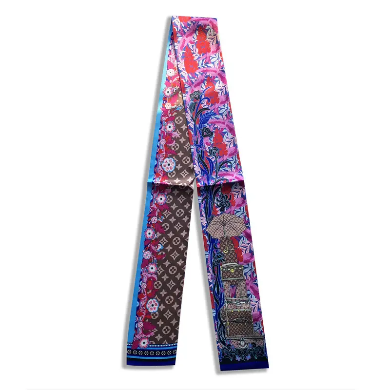 Long Silk Scarf with Floral Pattern for Women - Image 19