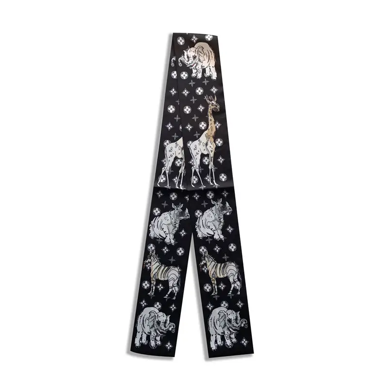 Long Silk Scarf with Floral Pattern for Women - Image 23
