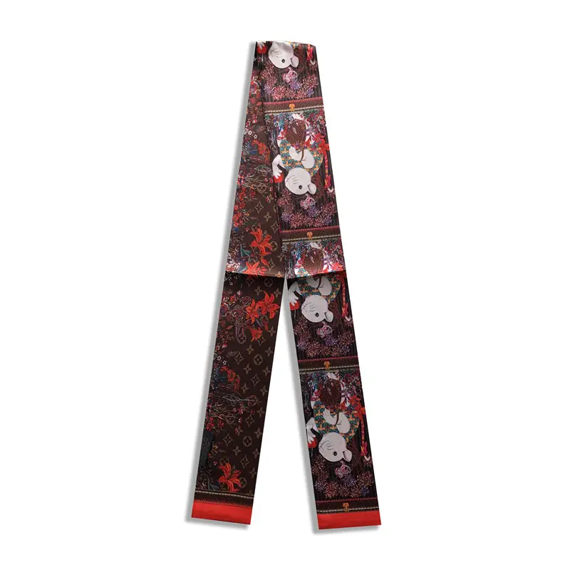Long Silk Scarf with Floral Pattern for Women - Image 44