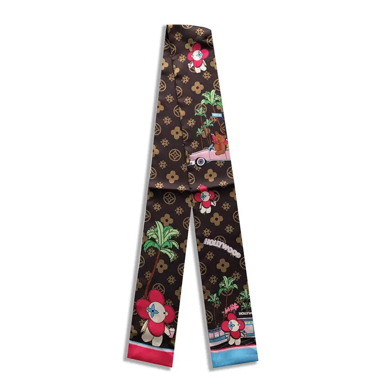 Long Silk Scarf with Floral Pattern for Women - Image 66
