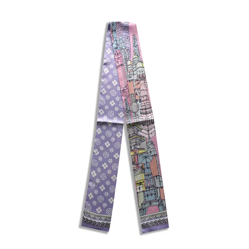 Long Silk Scarf with Floral Pattern for Women - Image 79