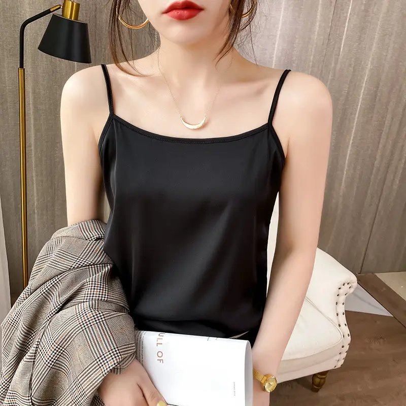 Women's Blue Silk Sleeveless Top with One-Neck Design - Image 8
