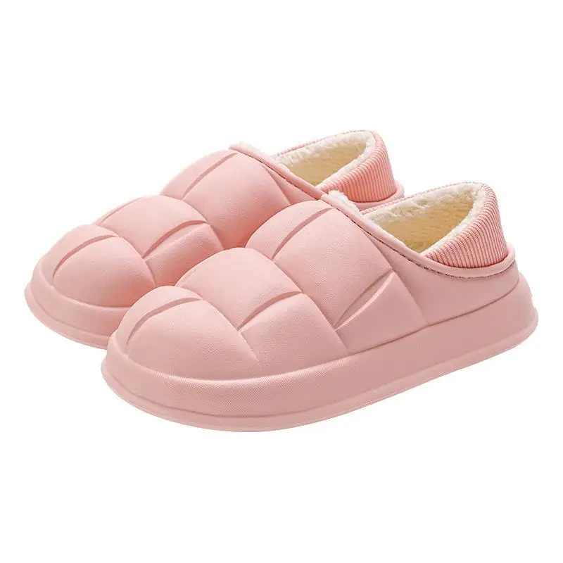 Women Cotton Warm Slippers White Soft Indoor Winter