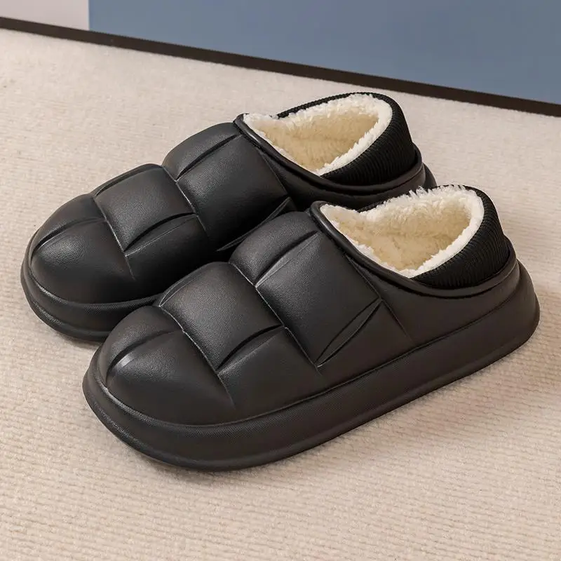 Women Cotton Warm Slippers White Soft Indoor Winter