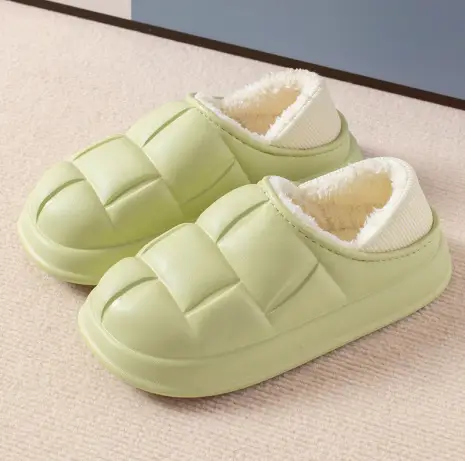 Women Cotton Warm Slippers White Soft Indoor Winter