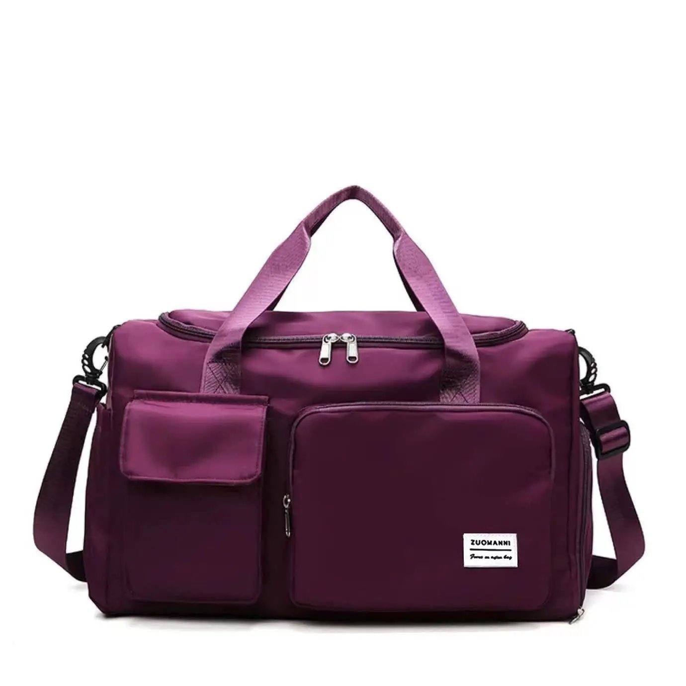 Women's Light Blue Sports Travel Bag with Pink Strap - Image 5