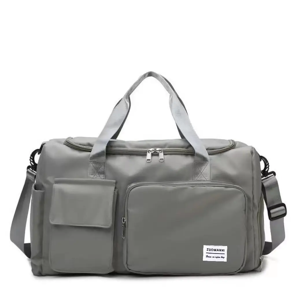 Women's Light Blue Sports Travel Bag with Pink Strap - Image 7