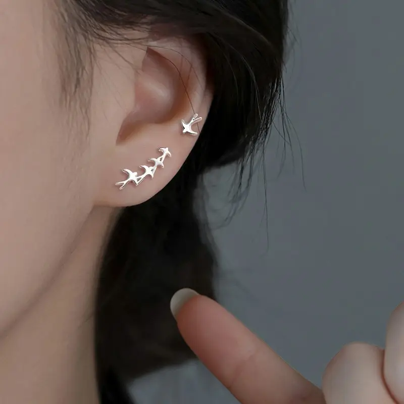 Ancient Cat Ning Korean Bird Swallow Earrings Cold Style - Image 5