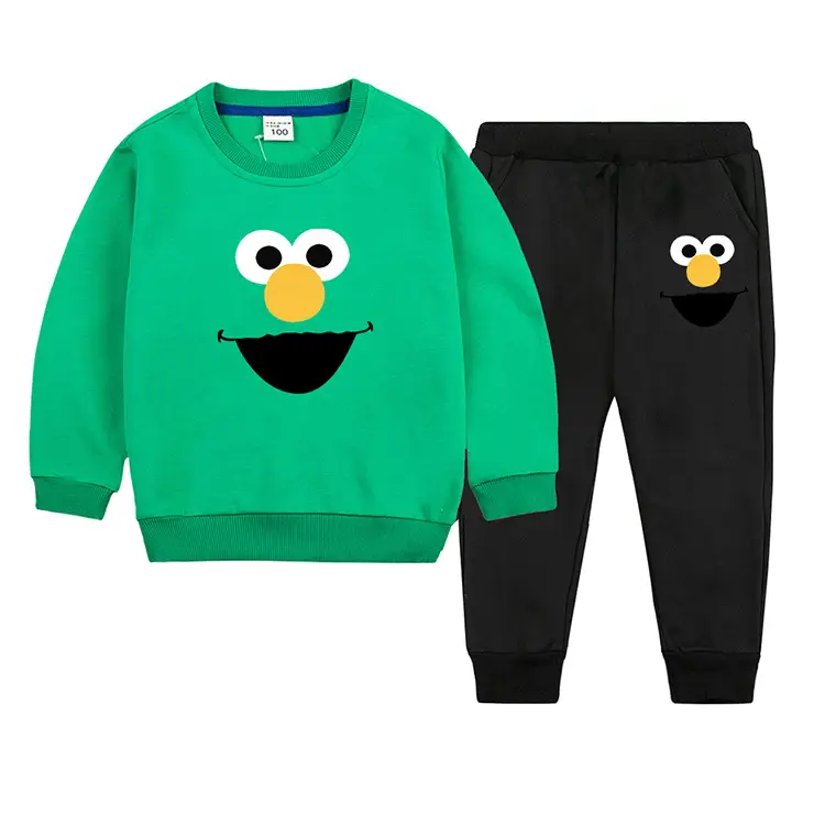 Kids Green Smiley Sweatpants Set for Boys Girls — feature 18