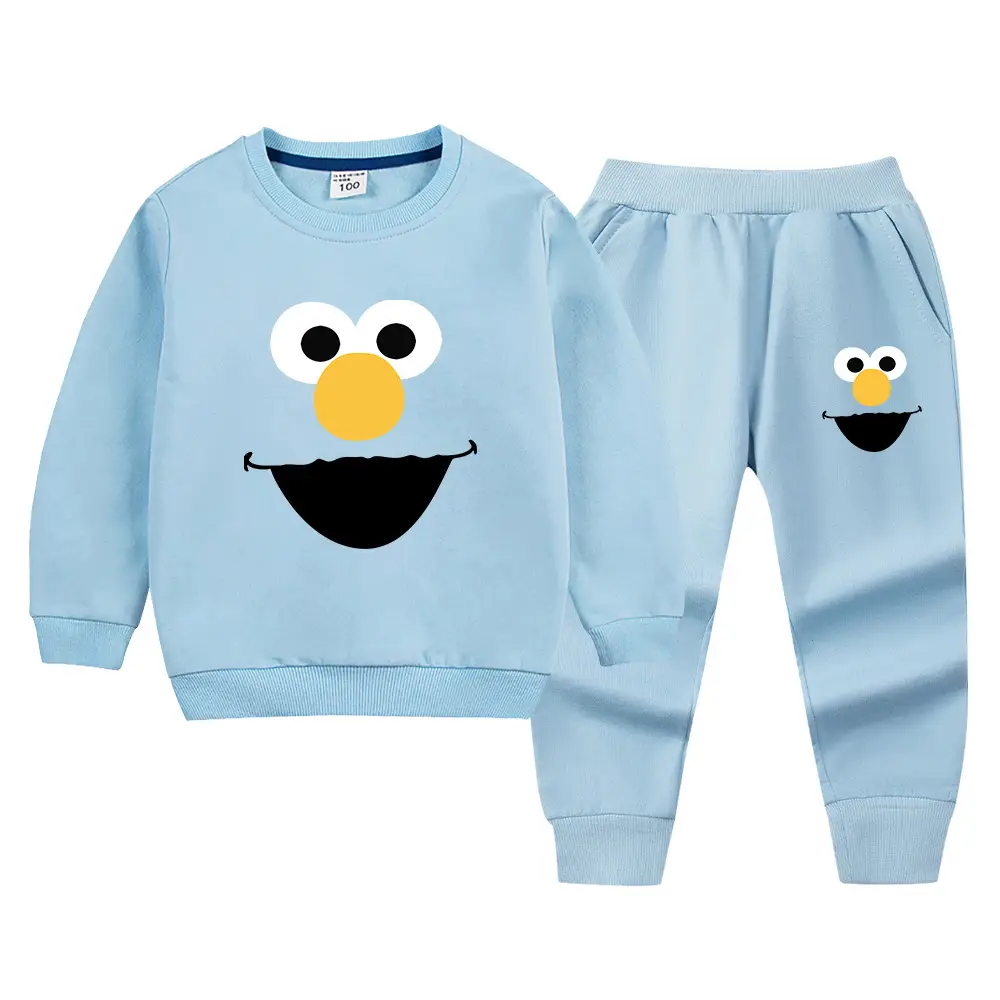 Kids Green Smiley Sweatpants Set for Boys Girls - Image 2