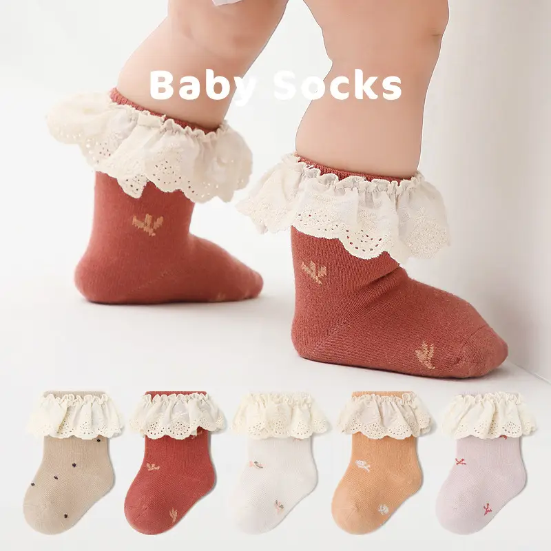 Baby Socks Jacquard Cotton Lace Girls 0-3Yr - Image 11