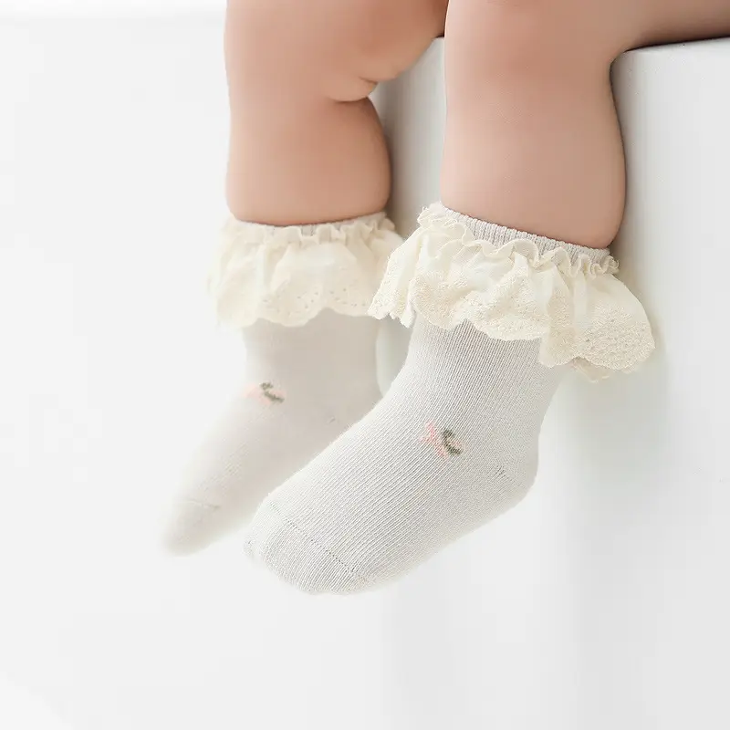 Baby Socks Jacquard Cotton Lace Girls 0-3Yr - Image 7