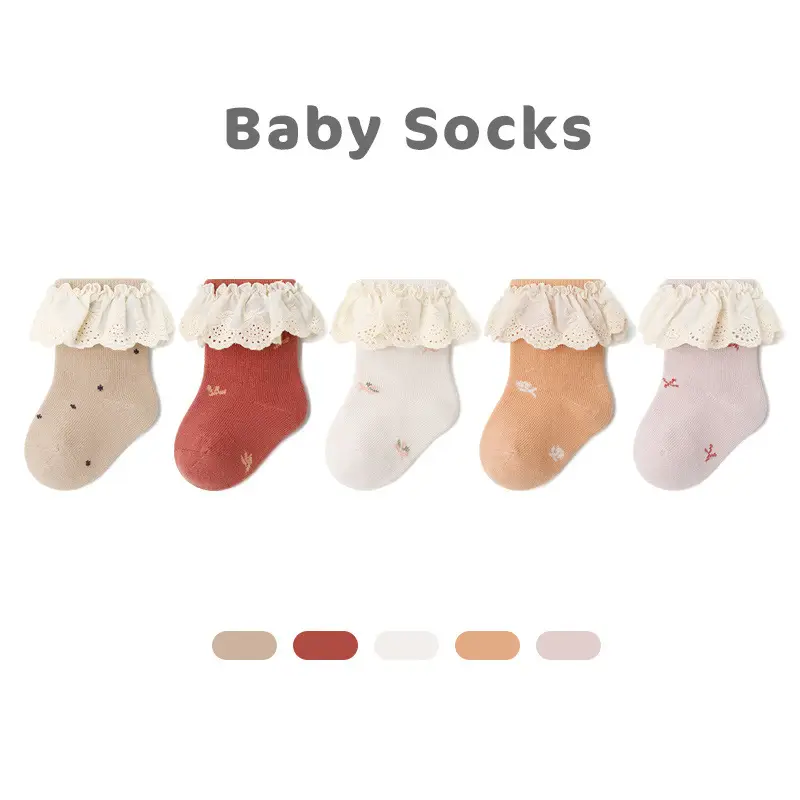 Baby Socks Jacquard Cotton Lace Girls 0-3Yr - Image 10