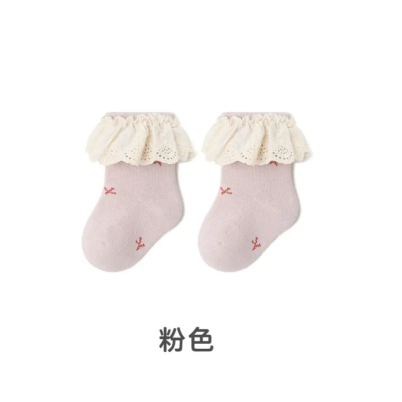Baby Socks Jacquard Cotton Lace Girls 0-3Yr - Image 2