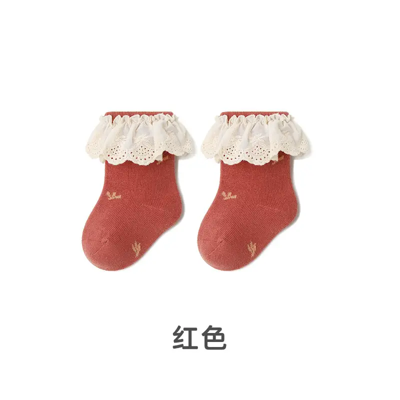Baby Socks Jacquard Cotton Lace Girls 0-3Yr - Image 3