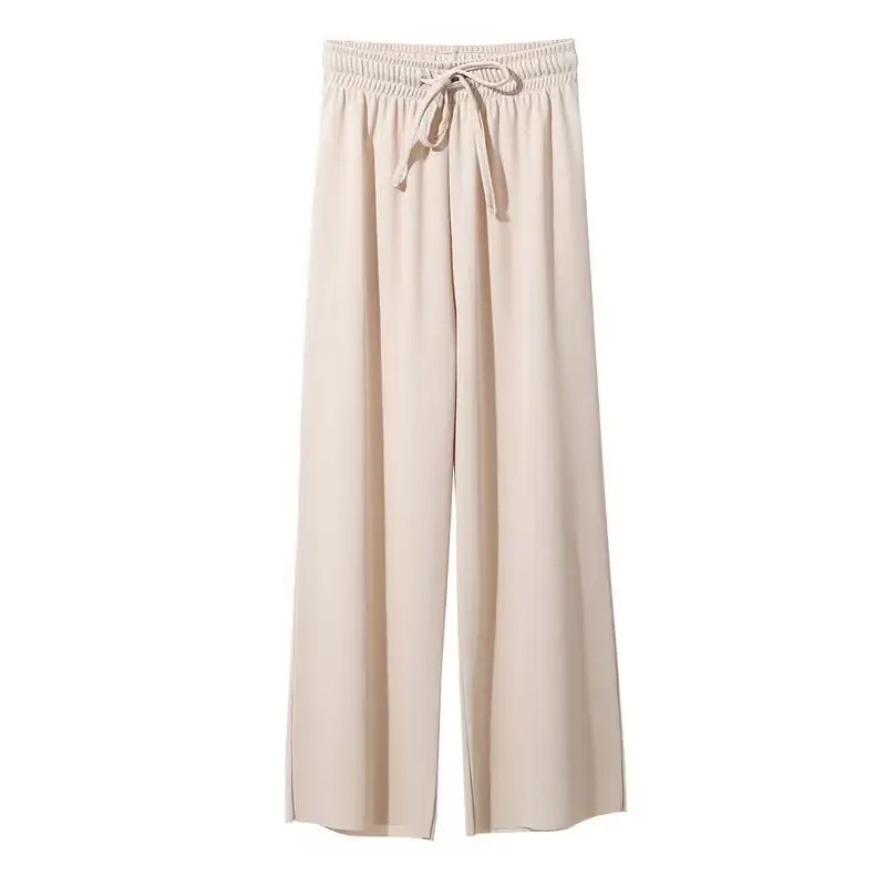 Women Ice Silk Wide Leg Pants High Waist Summer Cool - Image 12