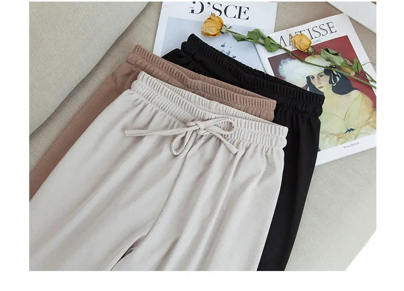 Women Ice Silk Wide Leg Pants High Waist Summer Cool — feature 5