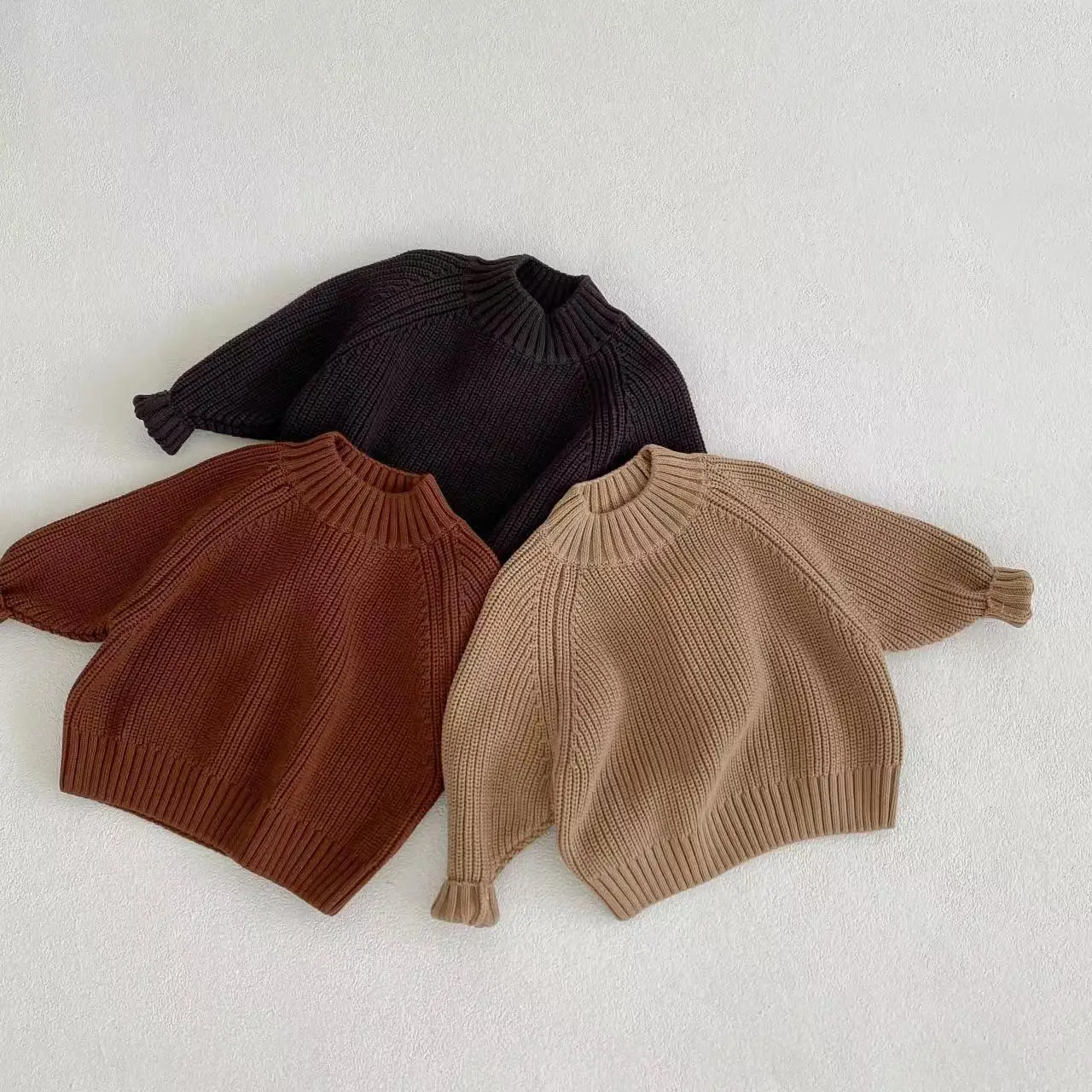 Mori Women's Turtleneck Sweater Brown Ribbed 2022