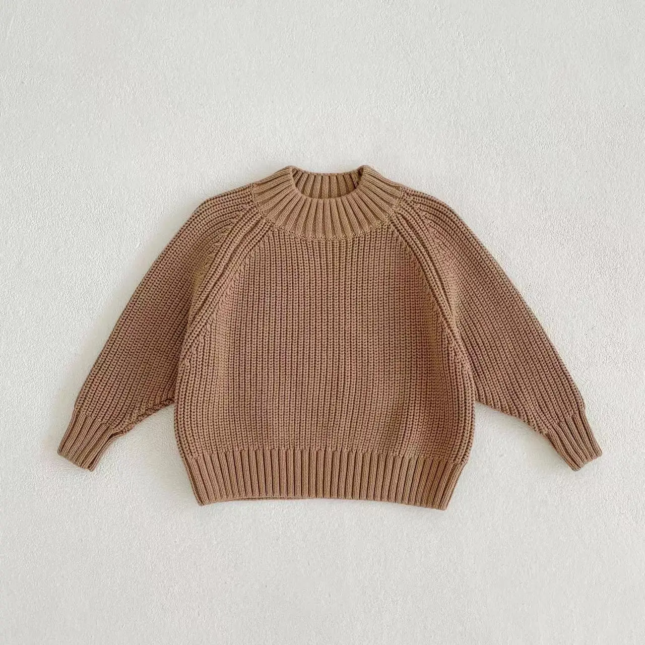 Mori Women's Turtleneck Sweater Brown Ribbed 2022