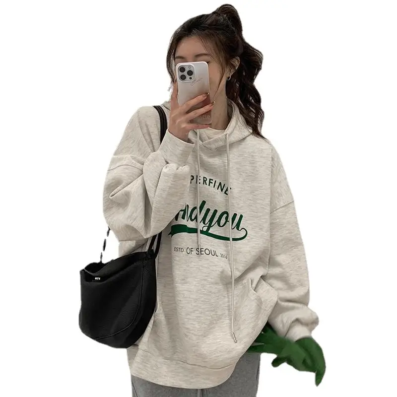 2022 Korean Style Hooded Sweatshirt Women Navy Blue - Image 8