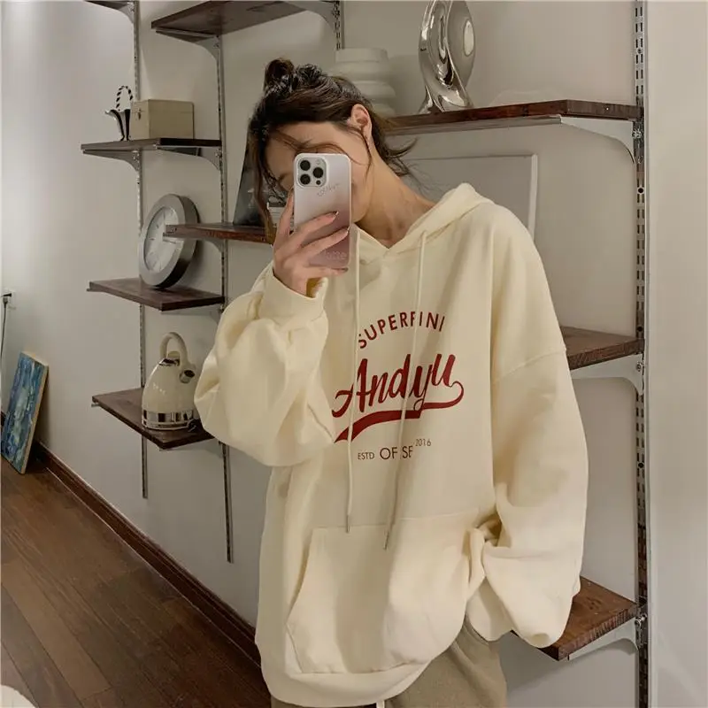 2022 Korean Style Hooded Sweatshirt Women Navy Blue — feature 10