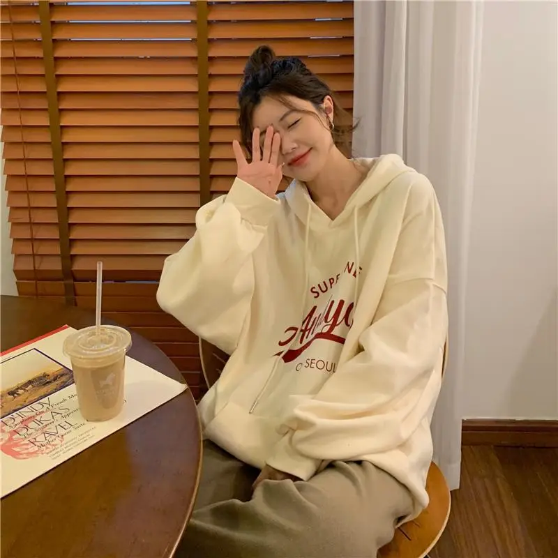 2022 Korean Style Hooded Sweatshirt Women Navy Blue — feature 12