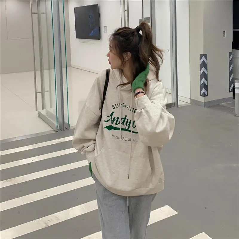 2022 Korean Style Hooded Sweatshirt Women Navy Blue — feature 23