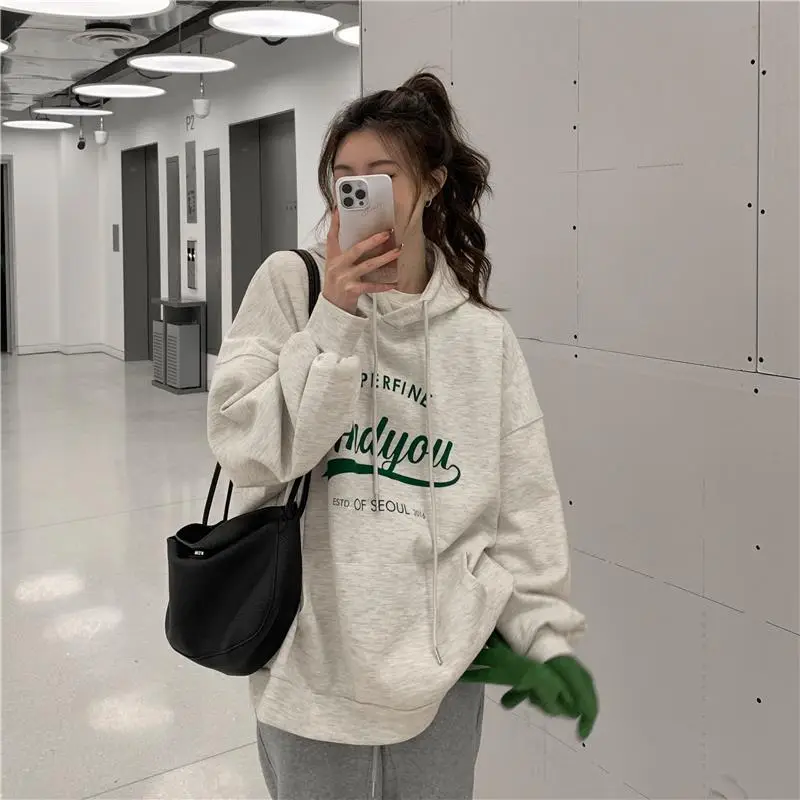 2022 Korean Style Hooded Sweatshirt Women Navy Blue — feature 24