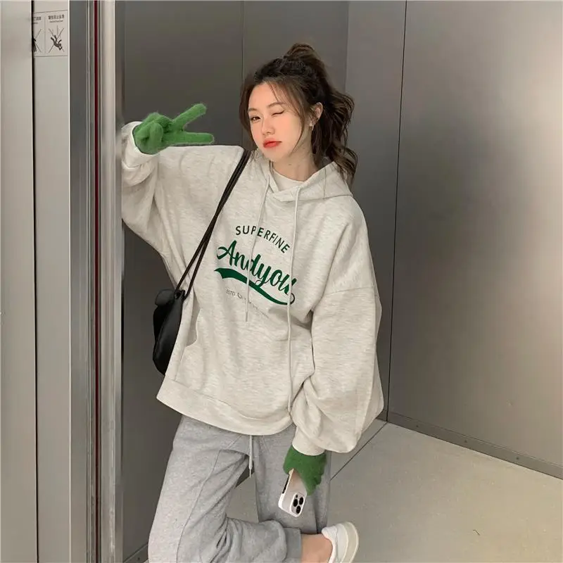 2022 Korean Style Hooded Sweatshirt Women Navy Blue — feature 27