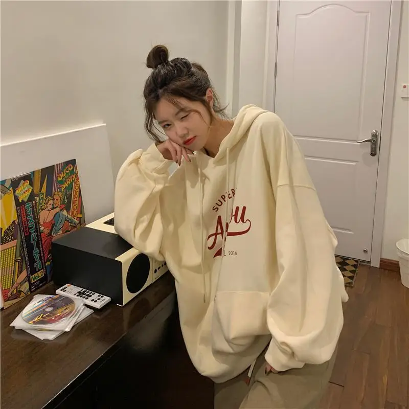 2022 Korean Style Hooded Sweatshirt Women Navy Blue — feature 6
