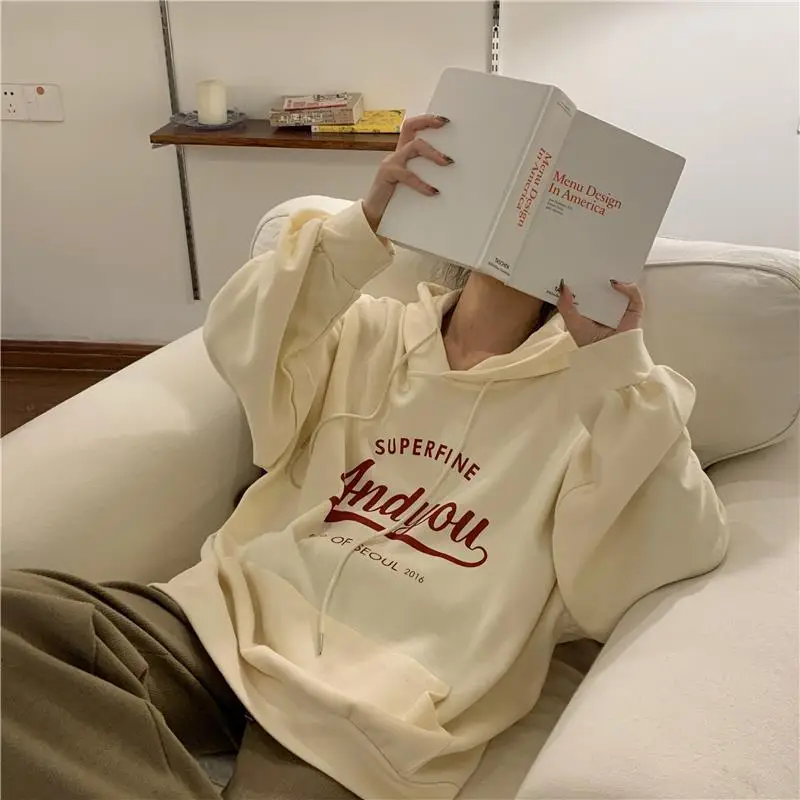 2022 Korean Style Hooded Sweatshirt Women Navy Blue — feature 8