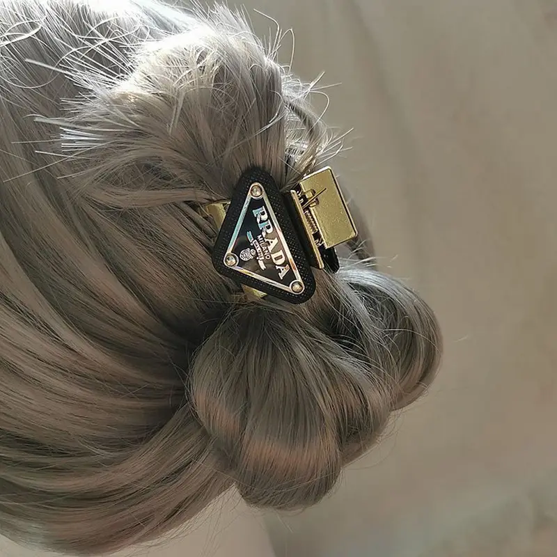 Metal Triangle Hair Clip with Brand Logo - Image 2