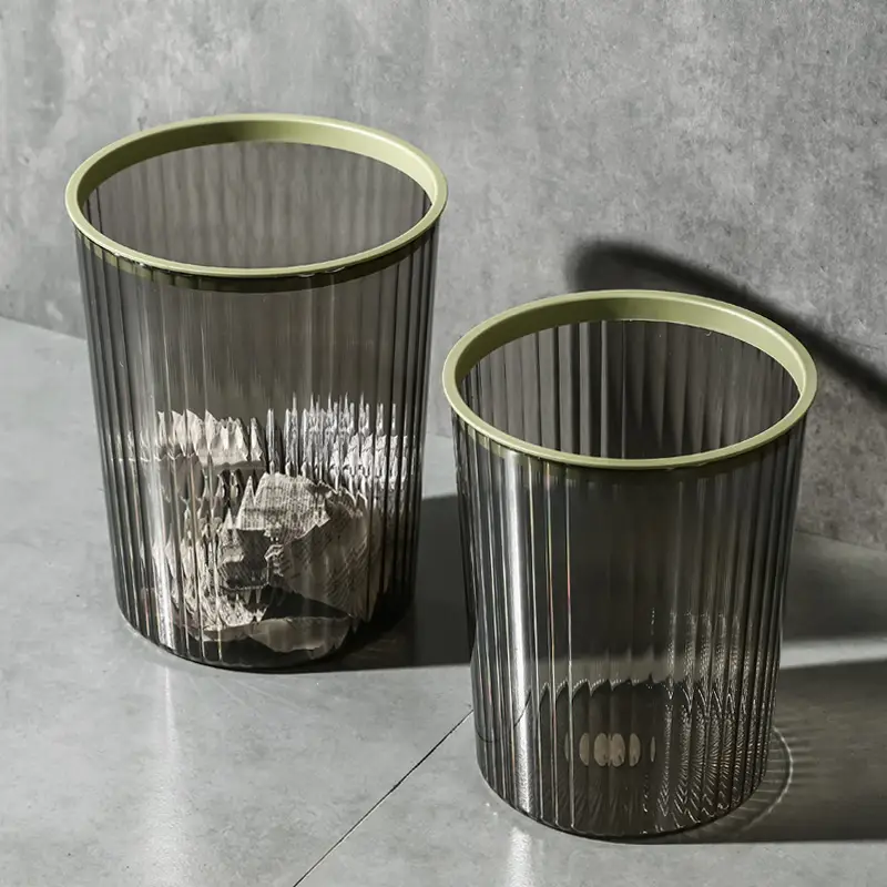Transparent Trash Can with Gold Finish Large Capacity Coverless Design - Image 10