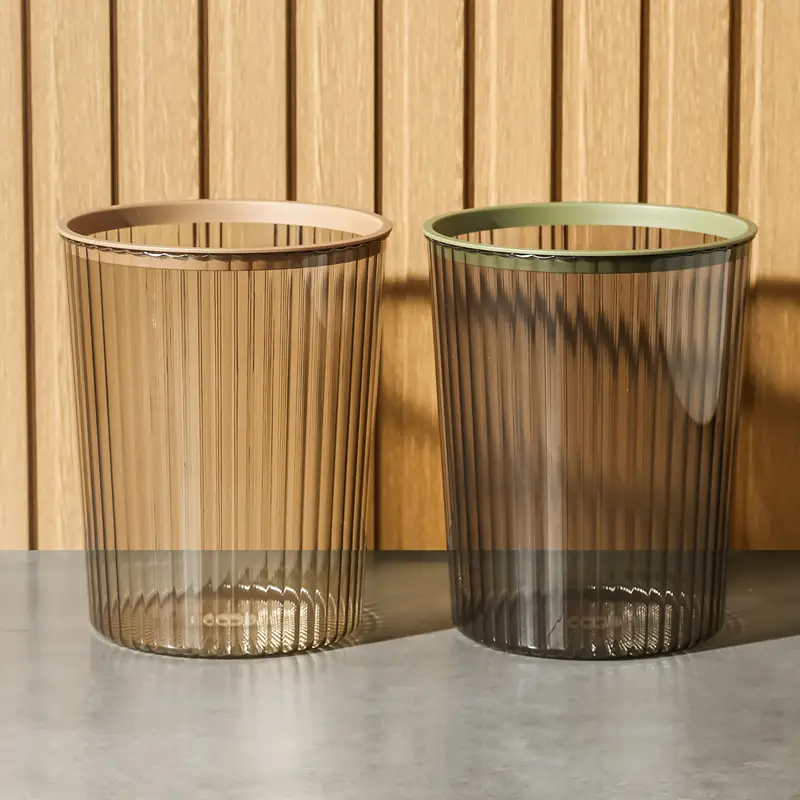 Transparent Trash Can with Gold Finish Large Capacity Coverless Design - Image 11