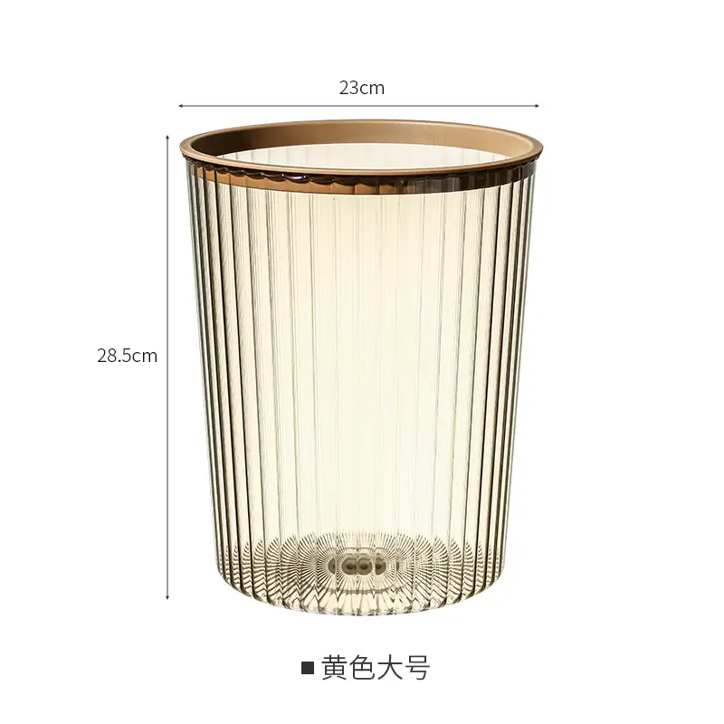 Transparent Trash Can with Gold Finish Large Capacity Coverless Design - Image 7