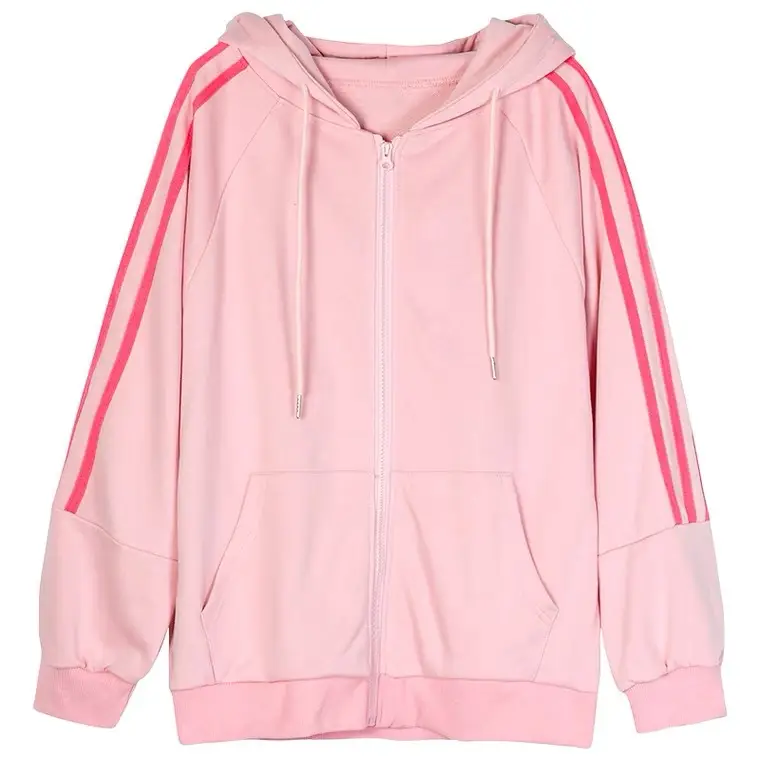 Pink Hooded Zipper Hoodie for Women Spring Autumn Winter 2025 - Image 7