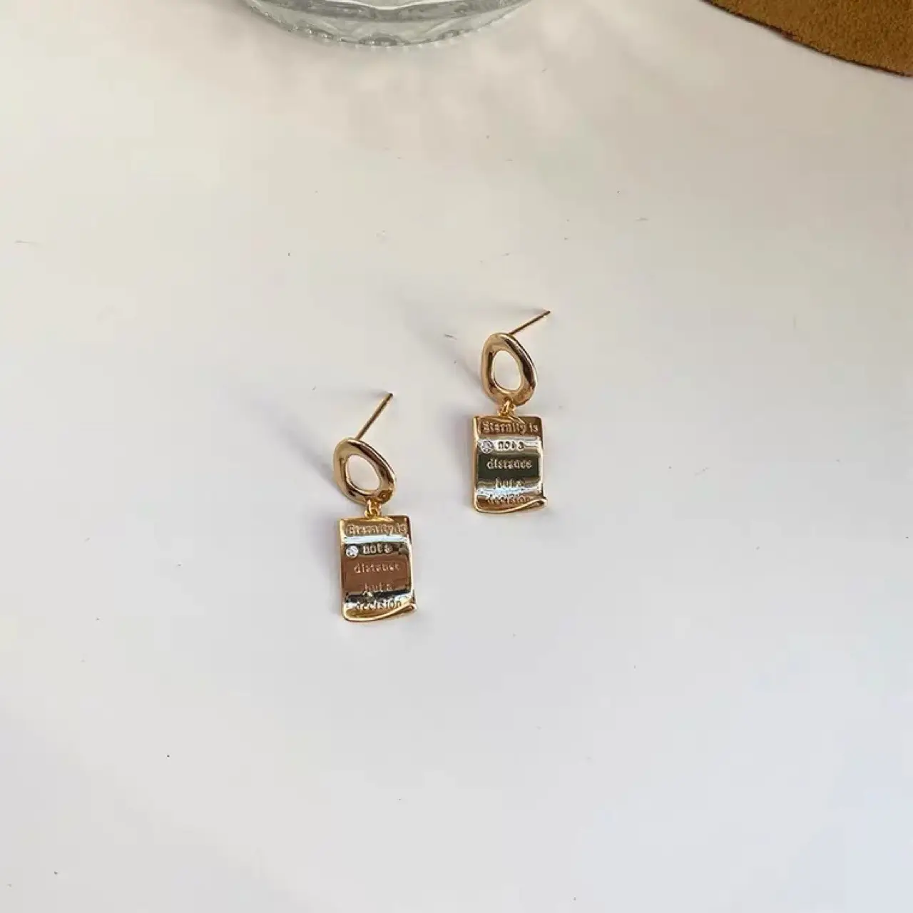 925 Silver Needle Earrings 14k Gold French Bookmark Love Letter - Image 2