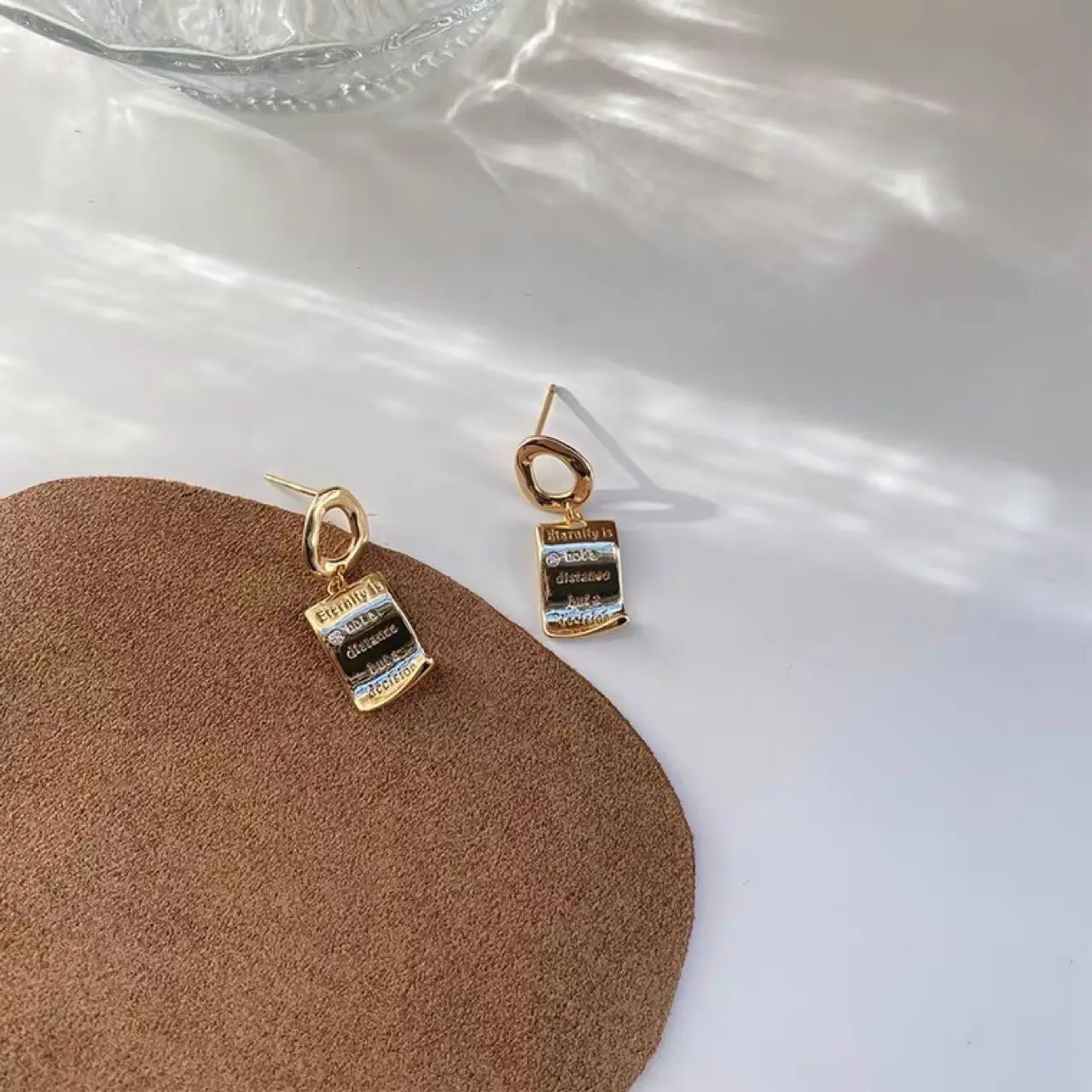 925 Silver Needle Earrings 14k Gold French Bookmark Love Letter - Image 3