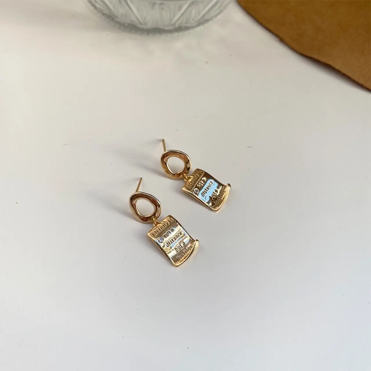 925 Silver Needle Earrings 14k Gold French Bookmark Love Letter — feature 10